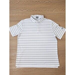 Fennec Golf Striped Short Sleeve Polo Shirt Stretch Performance Gold Embroidered